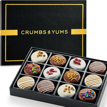Mothers Day Cookies Gift Basket - 12 Gourmet Chocolate Covered Sandwich Cookies With Assorted Toppings - Assorted Food Gift Box For Fathers Day  Mothers Day  Family  Sympathy  Men & Women.