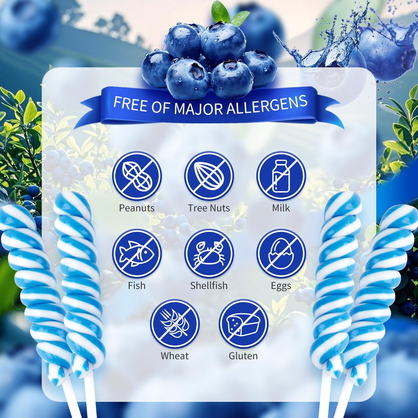 Lollipops Individually Wrapped Bulk - Blue Twisty Lollipops - Kid s Whirley Lollipop Candy for Decorating Birthday, Blueberry F