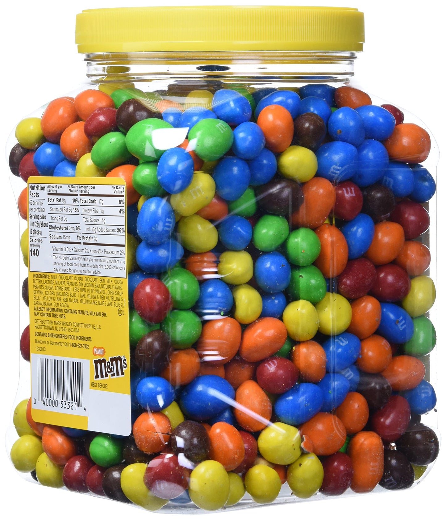 M&M'S Candies, Peanut Chocolate, 62 Ounce Jar, Pack Of 1