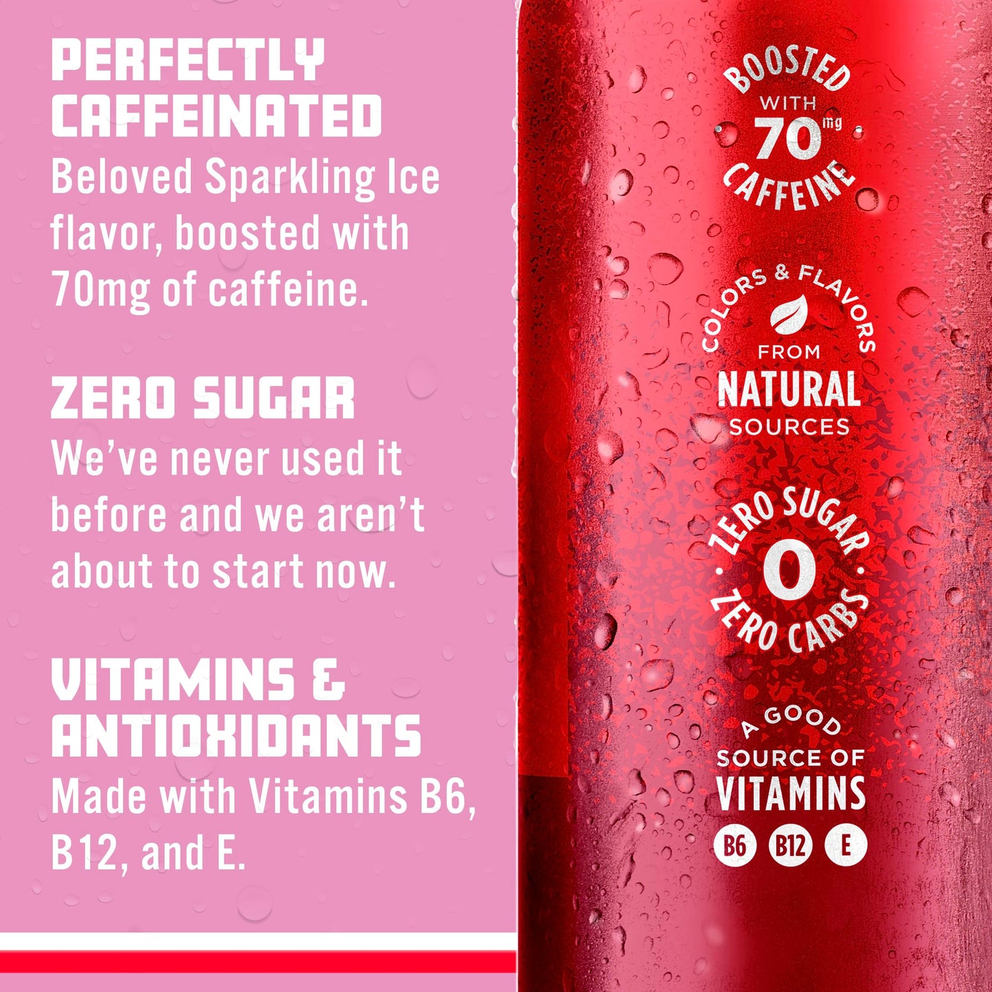 Sparkling Ice Caffeine Cherry Vanilla Sparkling Water, Zero Sugar, 16 Fl Oz Cans (Pack of 12)