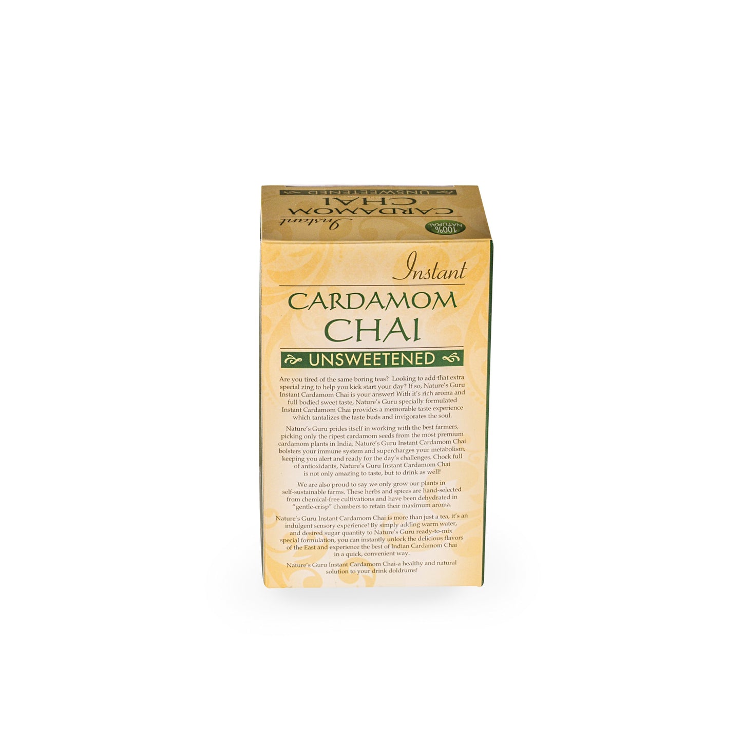 Nature'S Guru Instant Cardamom Chai Tea Drink Mix Unsweetened 10 Count Single Serve On-The-Go Drink Packets
