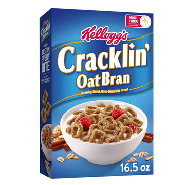 Kellogg'S Cracklin' Oat Bran Breakfast Cereal, Fiber Cereal, Family Cereal, Original, 16.5Oz Box (1 Box)