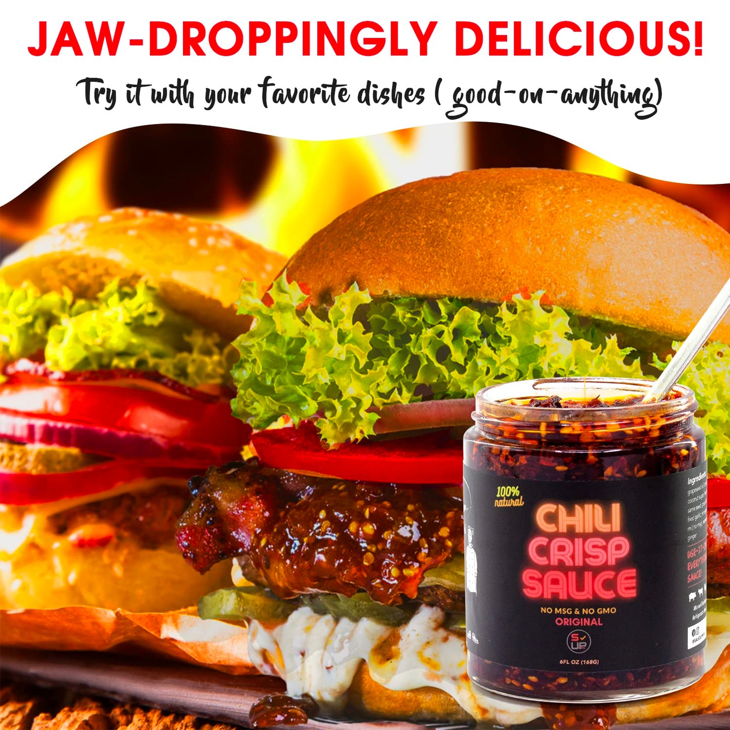 SAUCE UP Original Chili Crisp | Spicy Sweet Umami Sauce | Vegan, Keto, Gluten-Free | 6oz Pack
