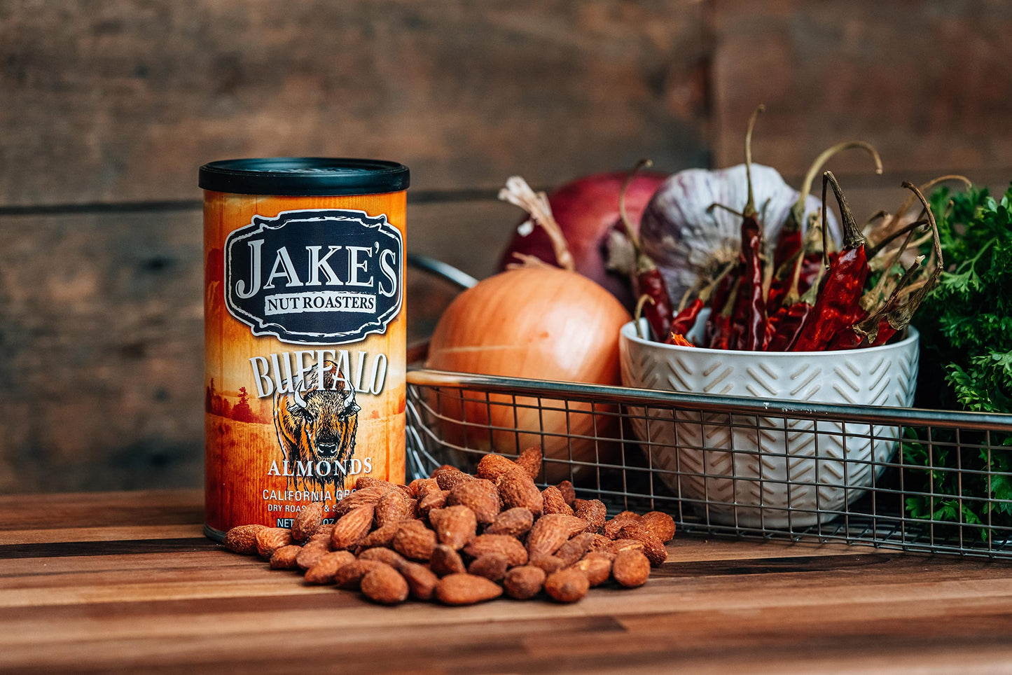 Jakes Nut Roasters - Buffalo Flavored Almonds (2 Pack) - Whole Dry Roasted Seasoned AlmondsA