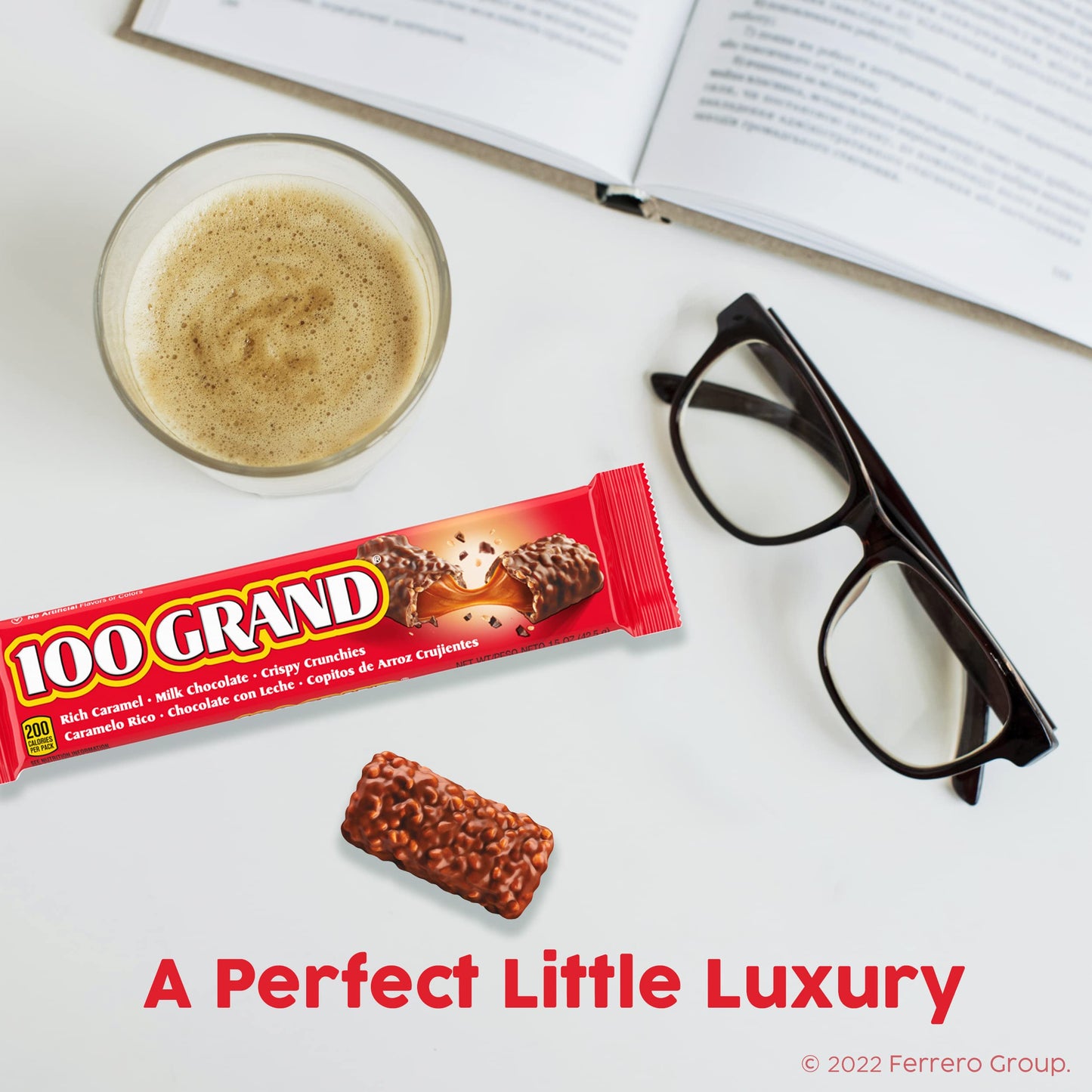 100 Grand Crispy Milk Chocolate With Caramel, Full Size Individually Wrapped Candy Bars, 1.5 Oz Each, Bulk 36 Count Box
