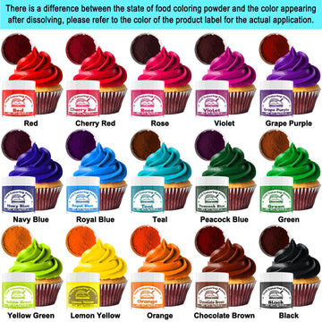 Food Coloring Powder - 15 Bright Colors Flavorless Food Dye, Highly Concentrated Upgraded Food Coloring For Icing, Baking, Cake