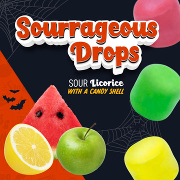 Wiley Wallaby Sourrageous Licorice Bites 1.7 Ounce Gourmet Licorice Candy Mini Bags, 18 Pack