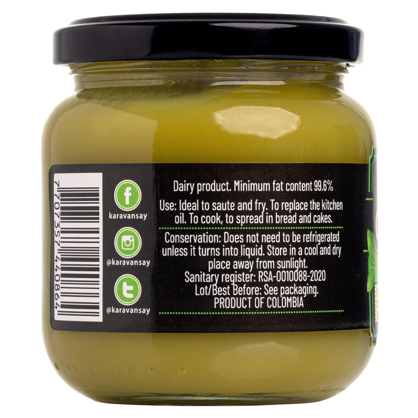 Karavansay GHEE Butter Unsalted with Basil Flavor, Keto Friendly, Gluten Free, 17 oz Glass Jar, Small Size