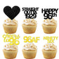 18pcs Black Gold Glitter Dessert Cupcake Pick for Straight Outta 1929 Cheer to 96 Years Old Theme Decor Supplies Happy 96th Birt