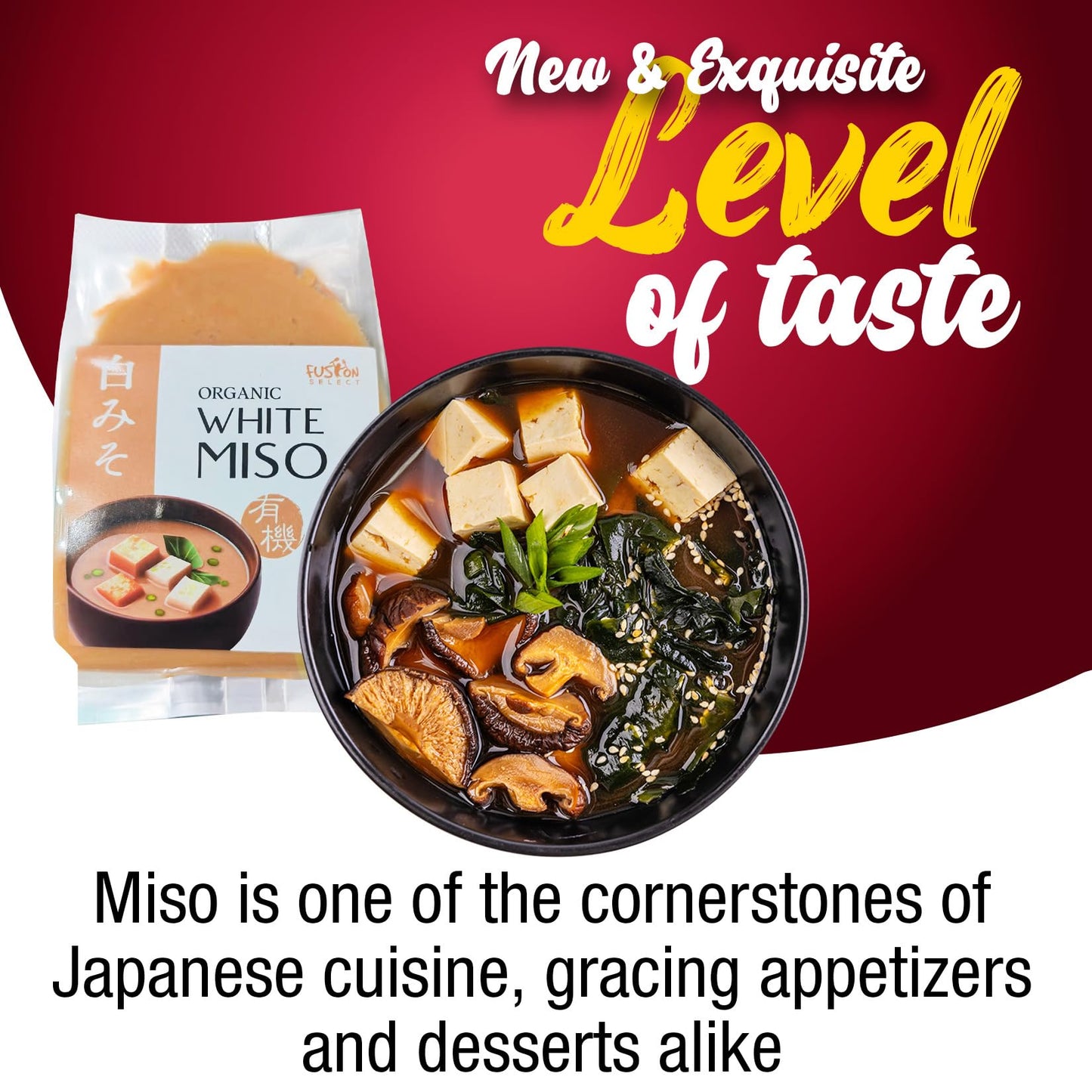 Fusion Select 600G Organic White Miso Paste - Made Of Fermented Soy Bean & Rice - Savory Japanese Seasoning For Cooking Soup Bas