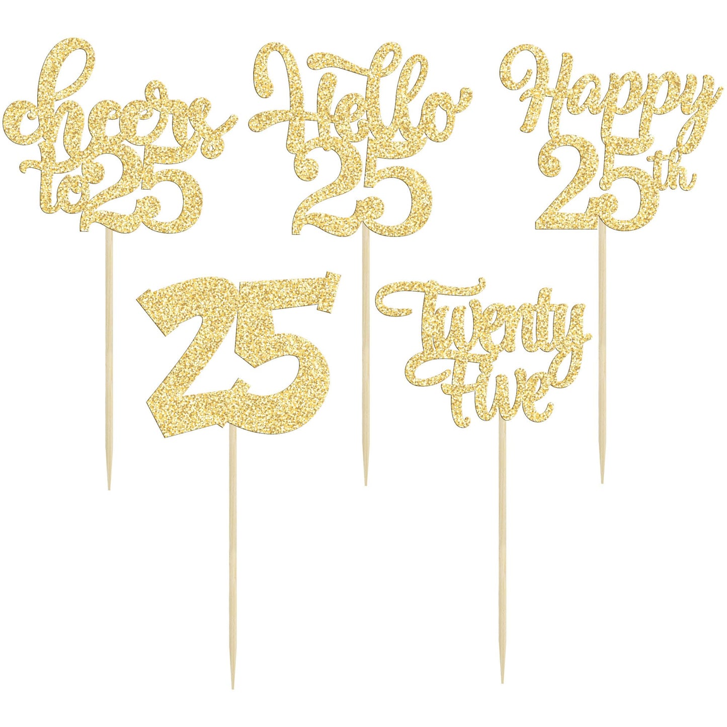 30Pcs 25Th Birthday Cupcake Toppers Twenty Five Legal 25Th Cupcake Picks Cheers To 25 Years Old Cake Decorations For 25Th Birthd