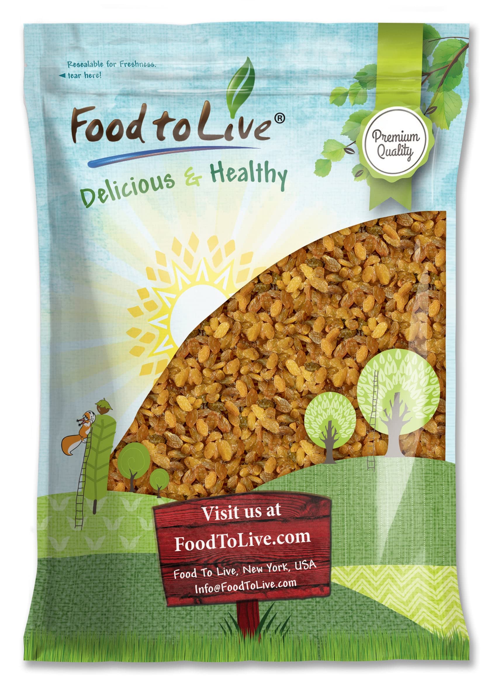 Food to Live California Jumbo Golden Raisins, 8 Pounds - Seedless, Sun-Dried, No Added Oil, No Added Sugar, Kosher, Vegan, Raw, 