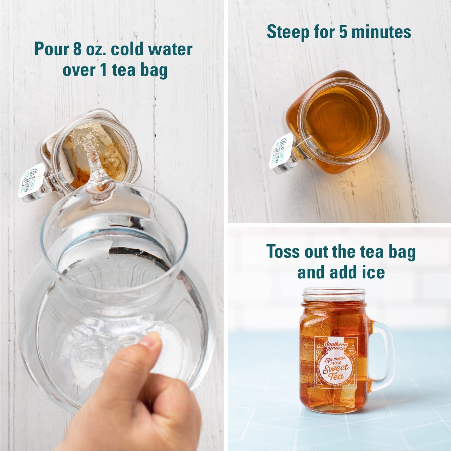 Southern Breeze Cold Brew Sweet Tea Original Iced Tea with Black Tea and Zero Carbs Zero Sugar, 20 Individually Wrapped Tea Bags