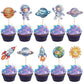 40 PCS Space Astronaut Cupcake Toppers Sun Planet Rocket Spaceship Trip to the Moon Cupcake Food Picks for Universe Outer Space 