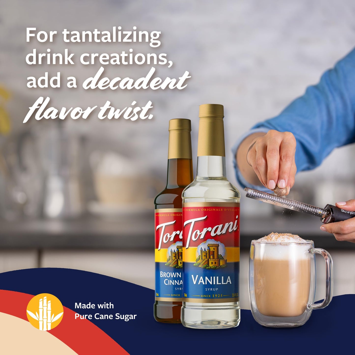 Torani Syrups Variety Pack, Brown Sugar Cinnamon & Vanilla, 25.4 Fl Oz Each, Pumps Included