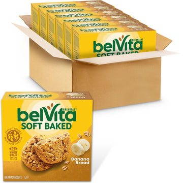 Belvita Soft Baked Banana Bread Breakfast Biscuits, 30 Total Packs, 6 Boxes (1 Biscuit Per Pack)