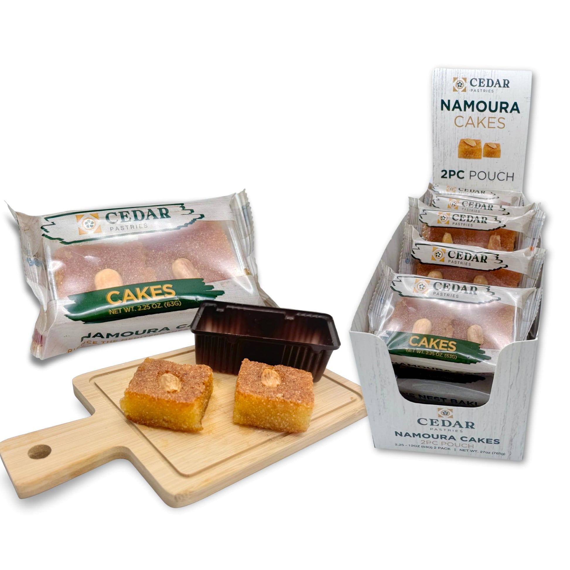 Cedar Pastries Almond Namoura Cakes 2-Pack, 0.19 Ounce Each, Case of 12