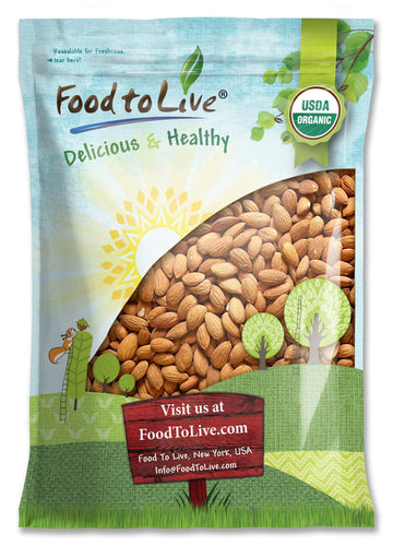 Food to Live - Organic Almonds, 12 Pounds Non-GMO, Whole, Raw, No Shell, Unpasteurized, Unsalted, Vegan, Kosher, Bulk. Keto Snac