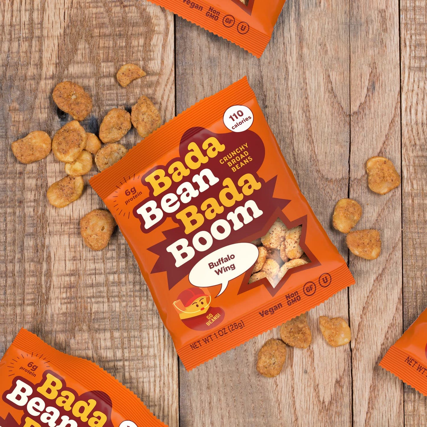 Enlightened Bada Bean Bada Boom - Plant-Based Protein, Gluten Free, Vegan, Crunchy Roasted Broad (Fava) Bean Snacks, 110 Calorie