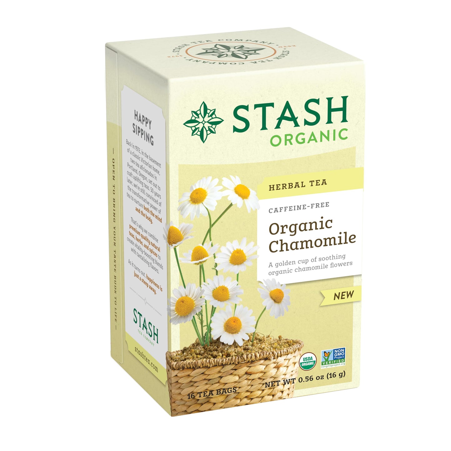 Stash Organic Chamomile Tea, Caffeine-Free, Non-GMO, 96 Tea Bags, 16 Count (Pack of 6)