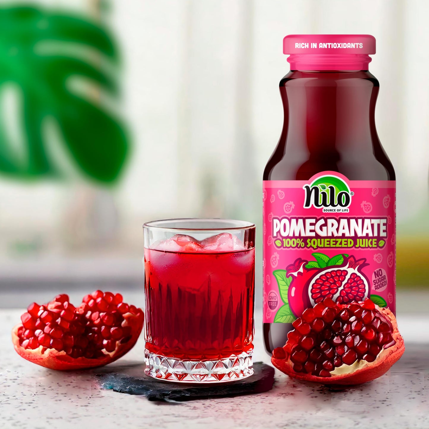 Nilo Pomegranate Juice | 100% Squeezed Pomegranate Granada | No Sugar Added | Non Gmo | Not From Concentrate | 8.45 Oz (Pack Of