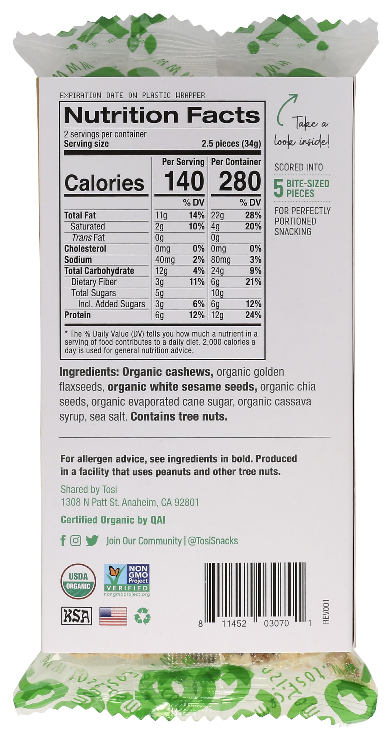 Tosi - Superbites Cashew - Case of 12-2.4 OZ(D0102HX233G.)