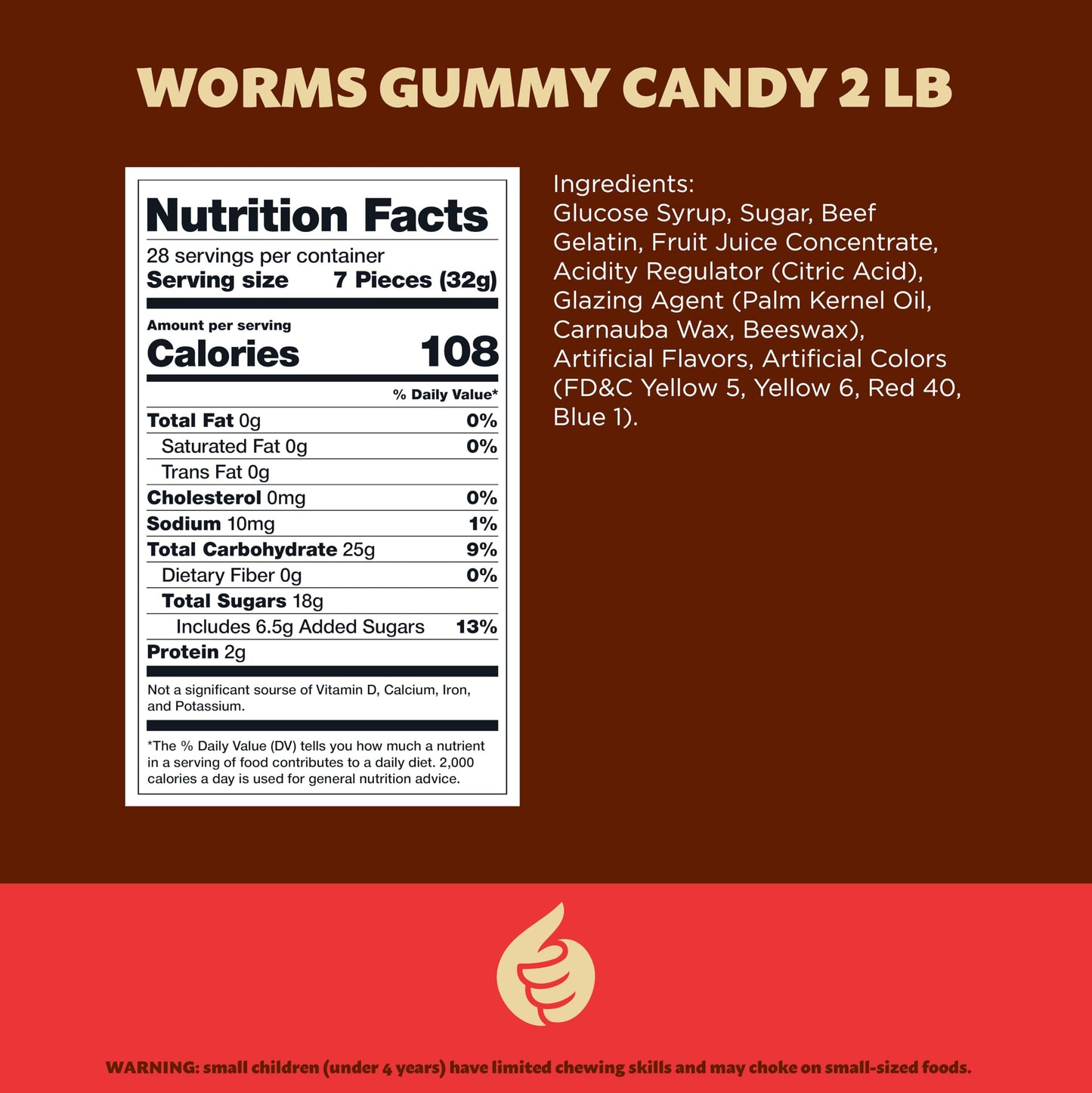 Gummy Worms | 2 Pound Bag | Gummy Candy Made with Real Fruit Juice | Chewy Candy in Assorted Fruit Flavors | Gummies for Buffets  Party Favors and Goody Bags