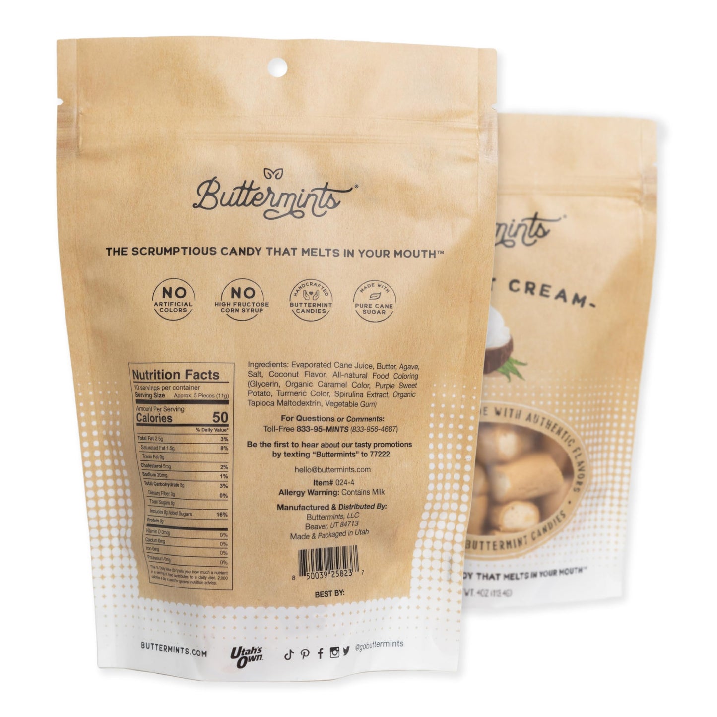 Buttermints Coconut Cream, Butter Mints Gluten-Free Candy Soft Butter Taste, Unexpectedly Scrumptious (4 Servings)