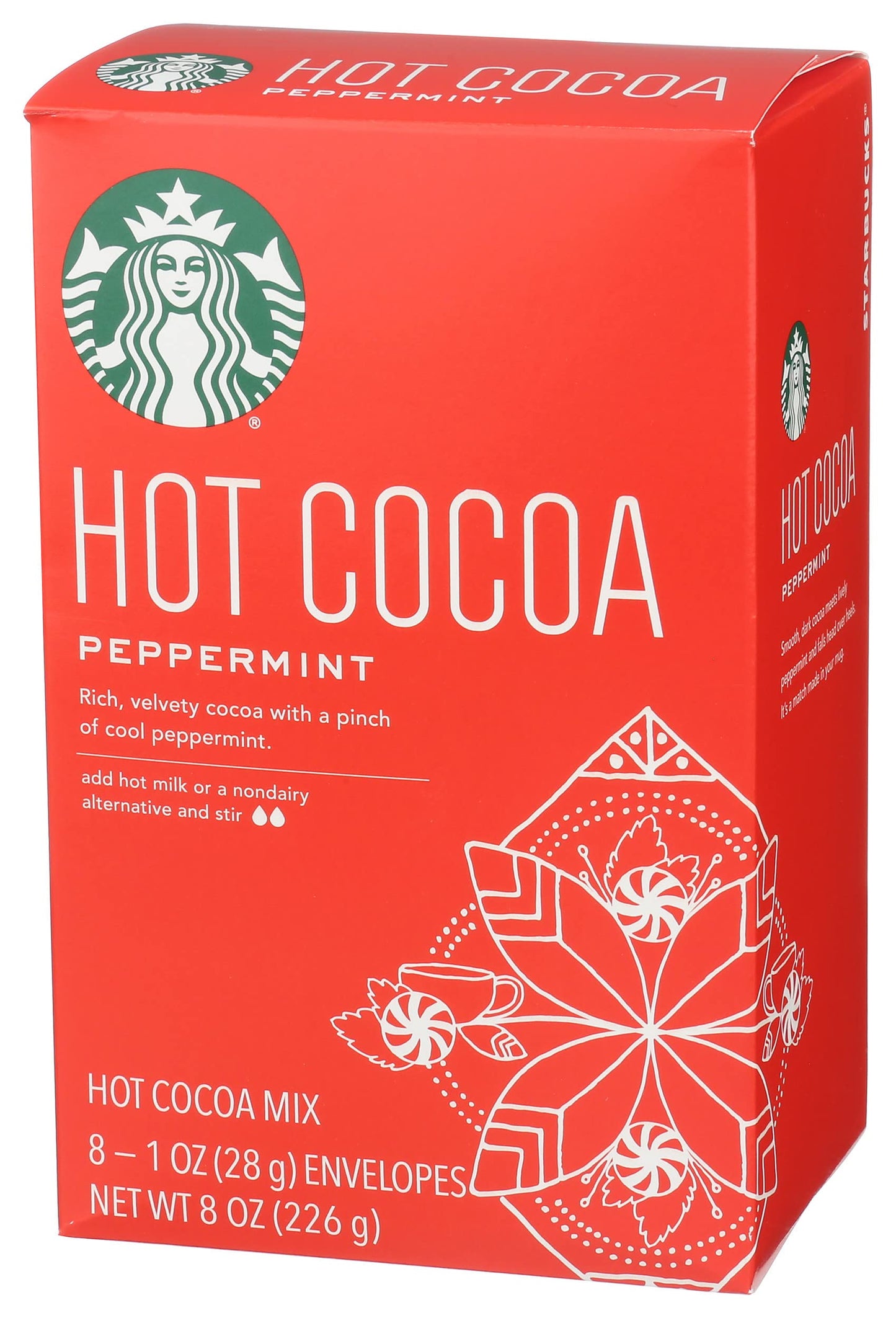 Starbucks Hot Cocoa Mix Packets, Peppermint Flavor, Rich And Velvety, 8 Individual Packets Per Box, 8 Ounce (Pack Of 1)