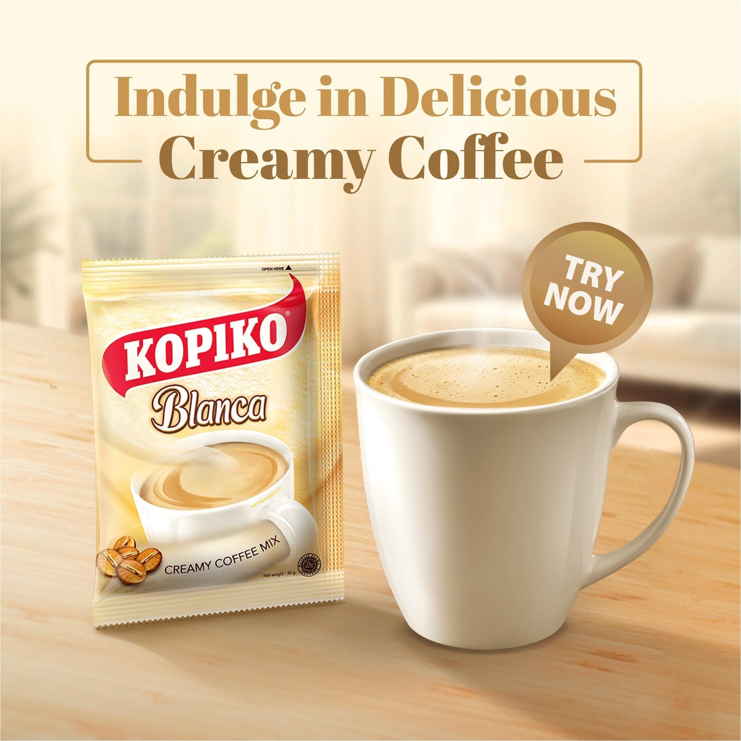 Kopiko Blanca Instant Coffee Mix – Creamy Volcanic Coffee – 1.06 Oz (Pack of 10) – White