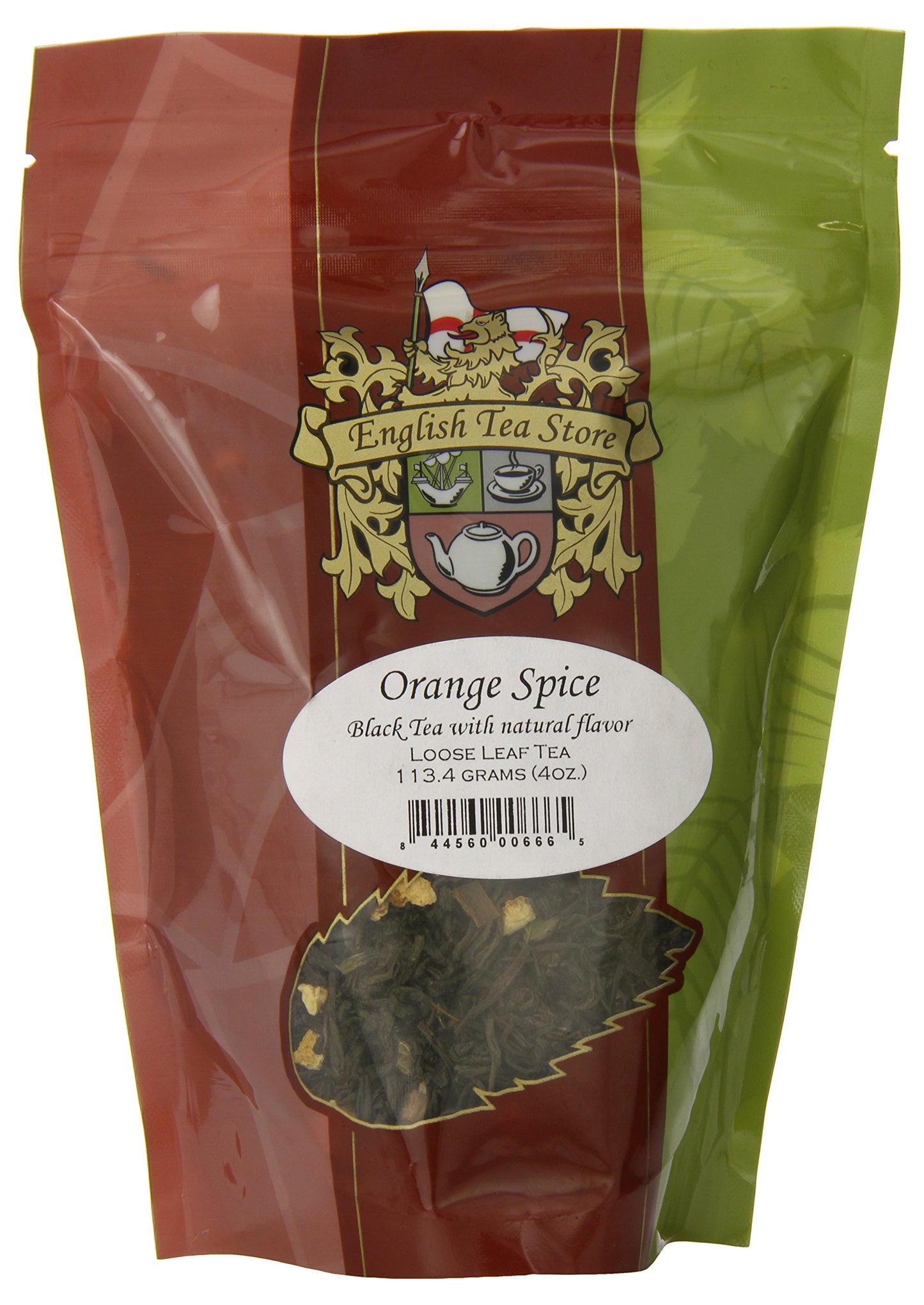 English Tea Store Loose Leaf, Orange Spice Naturally Flavored Black Tea Pouches, 4 Ounce