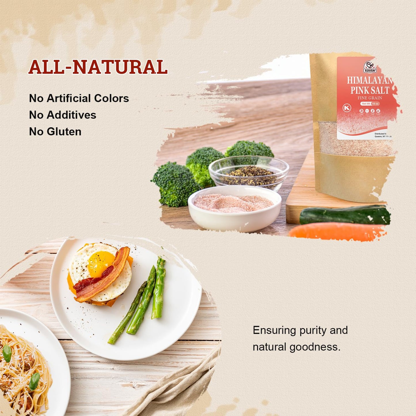 52USA Himalayan Pink Salt Fine, Non-GMO Fine Ground Table and Cooking Salt, 16oz (1 Pound), 100% Real, Pure, Unrefined Himalayan