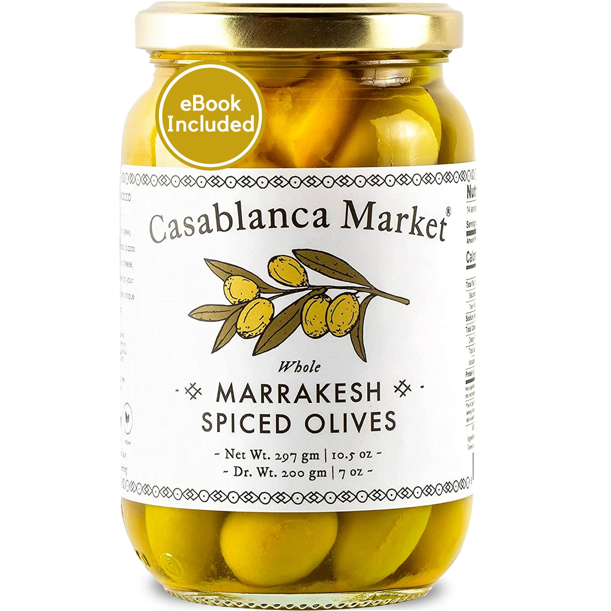 Casablanca Market Moroccan Colossal Green Olives – Whole with Pits, 10.5 oz
