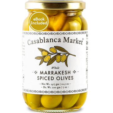 Casablanca Market Moroccan Colossal Green Olives – Whole with Pits, 10.5 oz