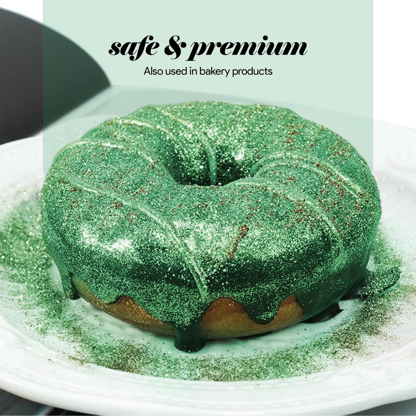 BeePoint Edible Luster Dust - Green Shimmer Powder for Baking, Drinks & Decorating - 15g Vegan & Gluten Free