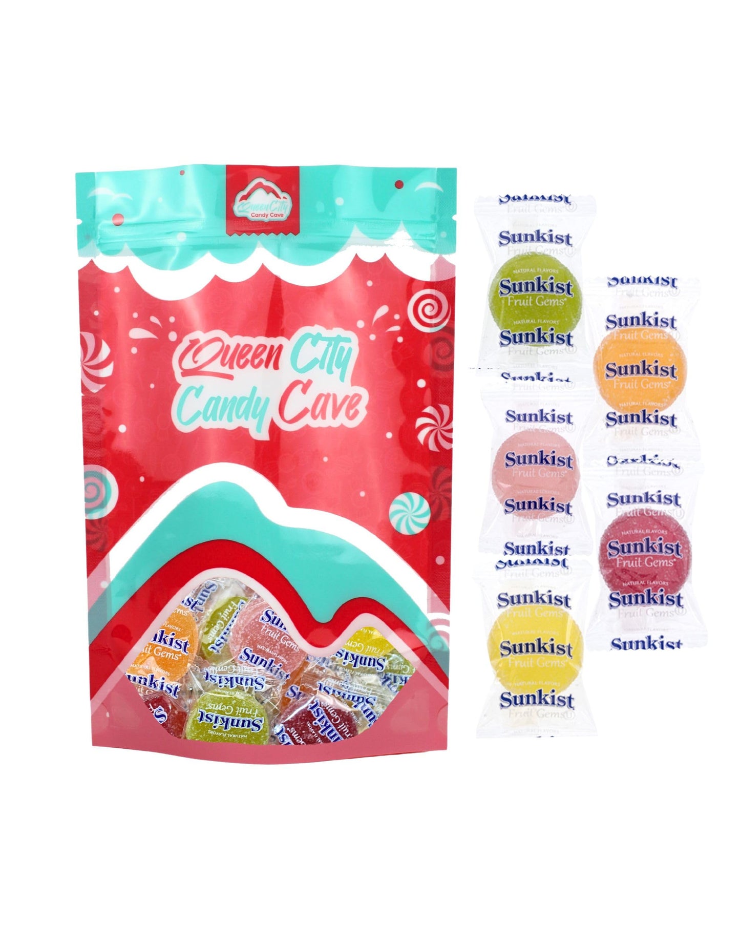 Bright Sunkiss Fruit Gems  Individually Wrapped Sugar Dusted Soft Gel Candy  Fruit Slice Flavored Jelly Gummies by Queen City Candy Cave (1 Pound)