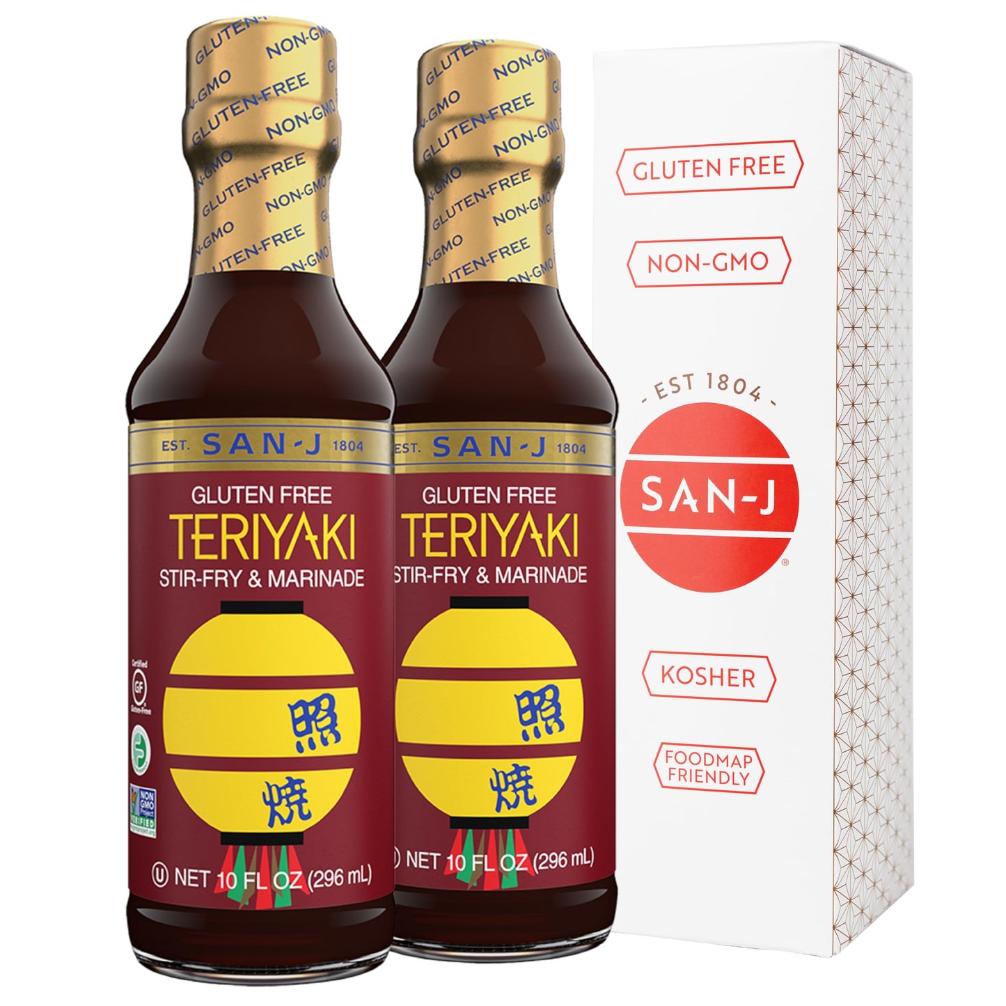 San-J - Gluten Free Teriyaki Sauce - Well-balanced Sauce for Cooking - Non-GMO - 10 oz Bottle - 2 Pack