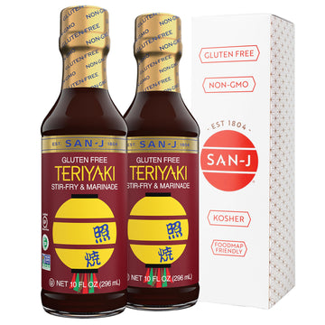 San-J - Gluten Free Teriyaki Sauce - Well-balanced Sauce for Cooking - Non-GMO - 10 oz Bottle - 2 Pack