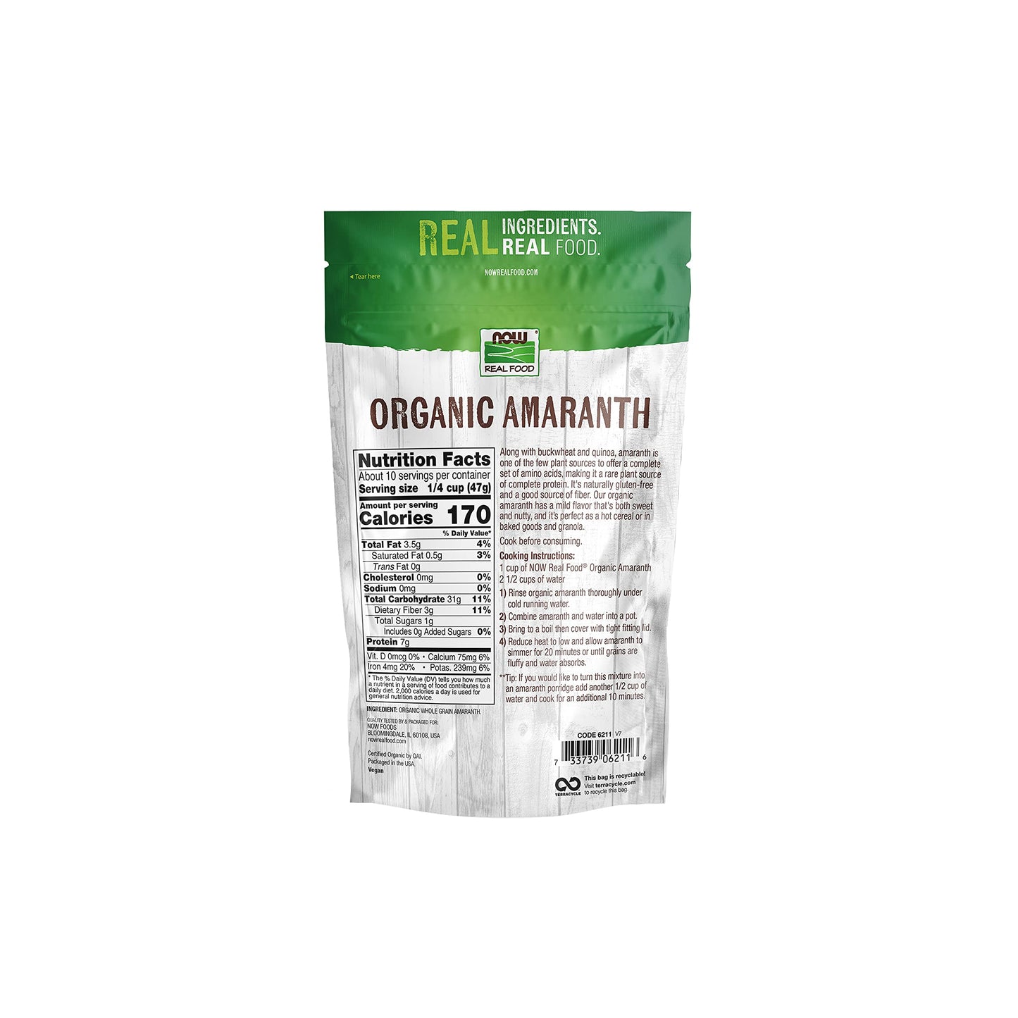 Now Foods, Organic Amaranth Whole Grain, Source Of Protein And Fiber, Gluten-Free, Certified Non-Gmo, 16-Ounce (Packaging May Va