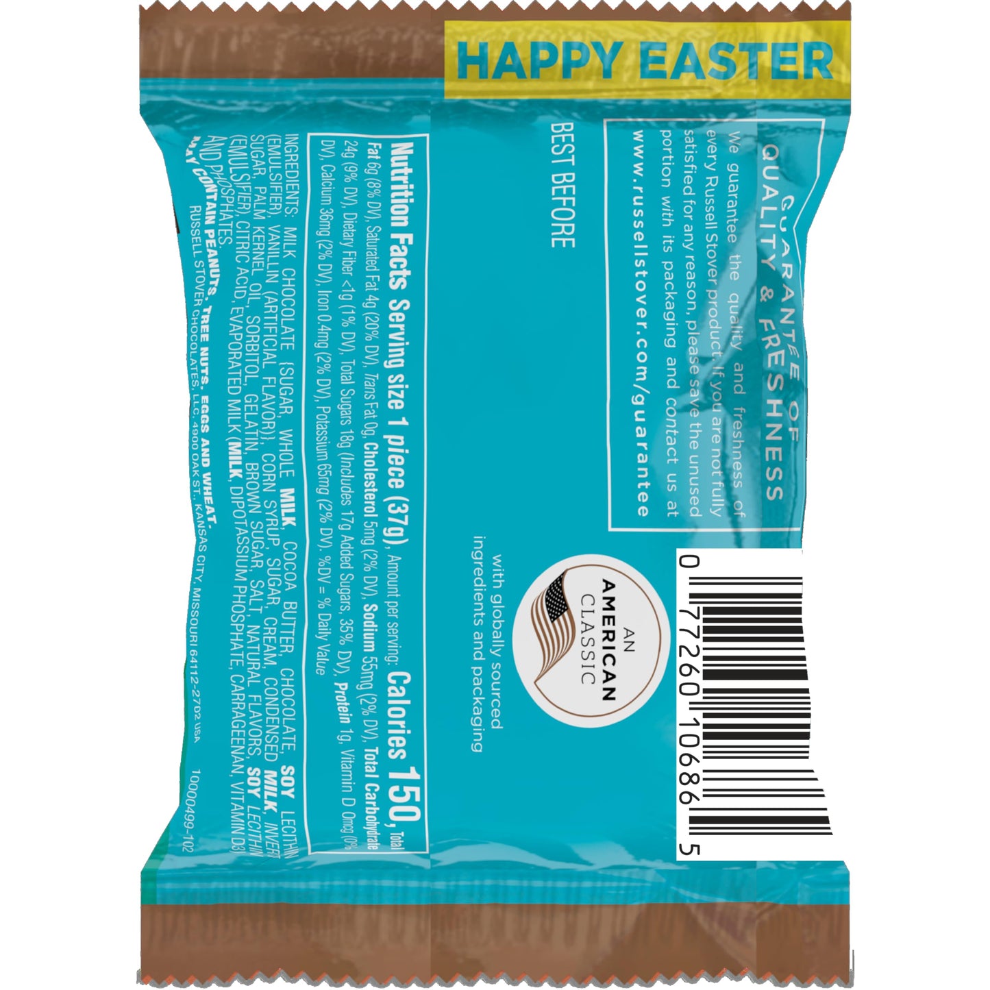Russell Stover Easter Caramel & Marshmallow Milk Chocolate Easter Egg, 1.3 oz each (Pack of 18)