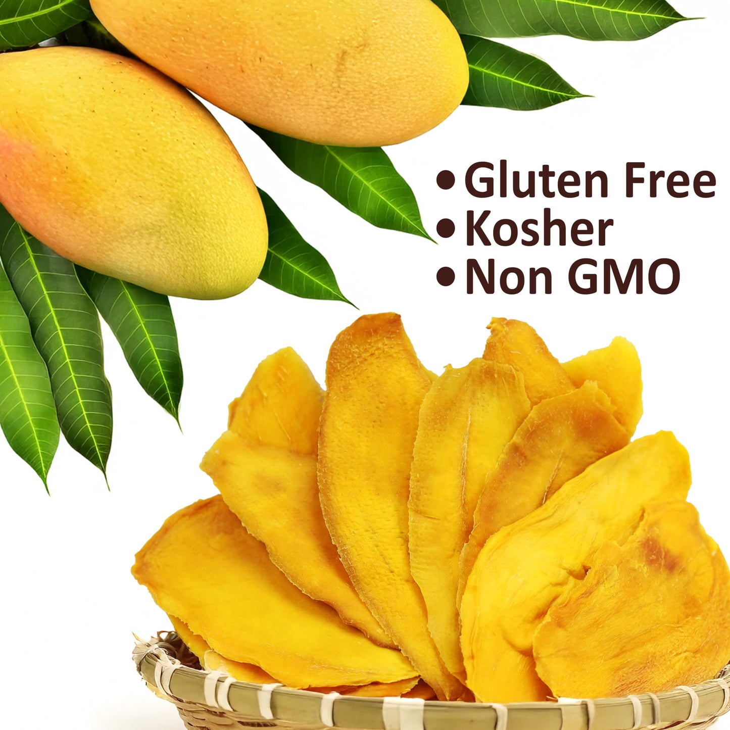Dried Mango Slices - 80 Oz Delicious Texture Soft & Juicy No Sugar Added Dried Mango - Naturally Ripened Mangos Dried Fruits - G