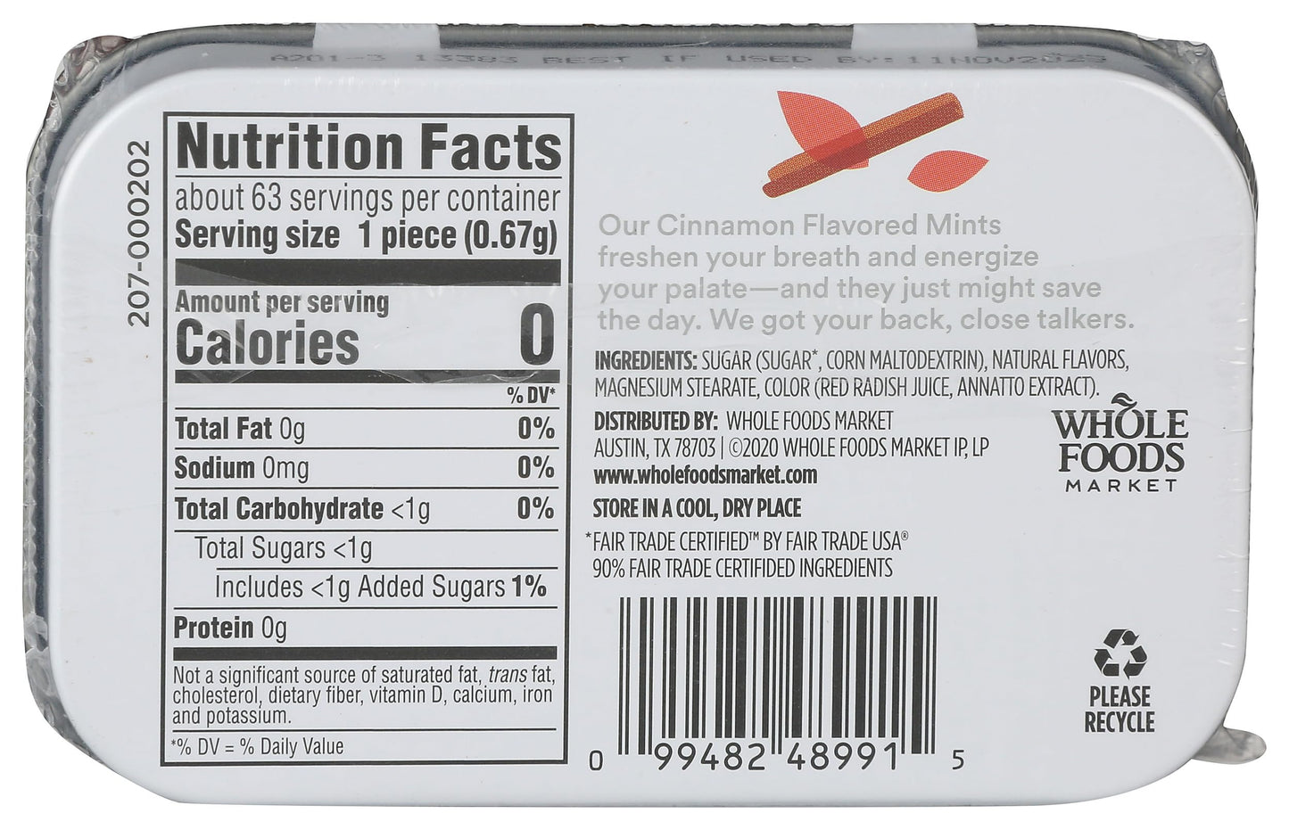 365 by Whole Foods Market Cinnamon Mints, 1.5 Ounce, Pack of 1