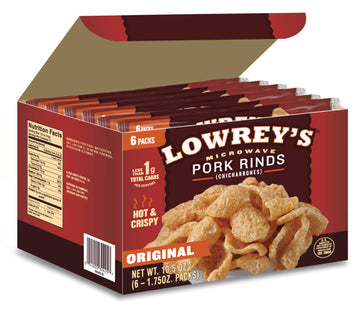 Lowrey'S Bacon Curls Microwave Pork Rinds (Chicharrones), Original, 1.75 Ounce (Pack Of 6)