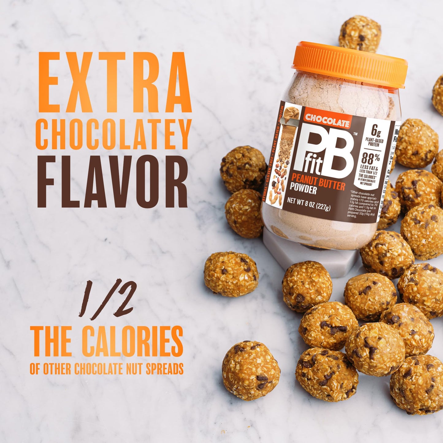 Pbfit 8 Ounce Peanut Butter Powder Chocolate Flavor, Cocoa Powdered Peanut Butter Spread From Real Roasted Peanuts And Cocoa, 6G Of Protein 7% Dv, Gluten-Free, 70 Calories, 88% Less Fat (Pack Of 1)
