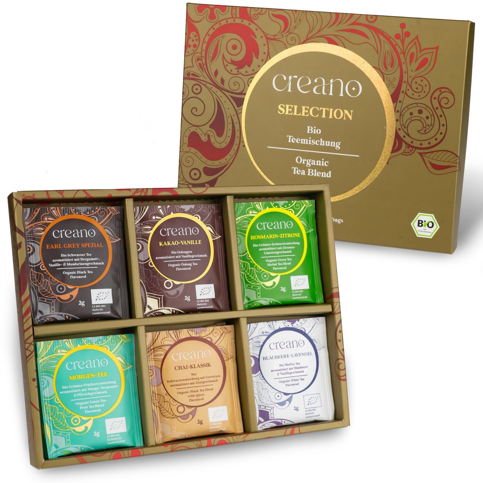 Creano Organic Tea Gift Set - 24 Organic Tea Bags In 6 Dreamy Varieties - 48 G*