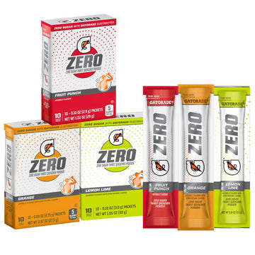 Gatorade G Zero Powder, 3 Flavor Classic Variety Pack, Individual Packets, 10 Count (Pack of 3)