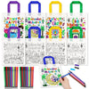 HOWAF 12pcs Eid Holiday Coloring Goodie Bags with Paint Pens for Kids, Eid Mubarak Coloring Candy Bags Ramadan Mubarak Coloring 