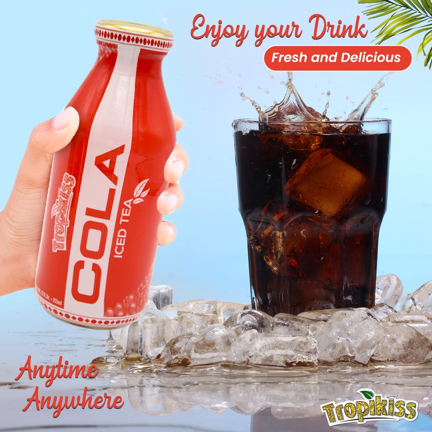 Tropikiss 12-Pack Cola Iced Tea - Antioxidant-Rich Refreshing Drink | Natural Bottled Ice Tea | Healthy & Flavorful Beverage