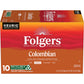 Folgers Colombian Coffee, Medium Roast, Keurig K-Cup Pods, 10 Count Box