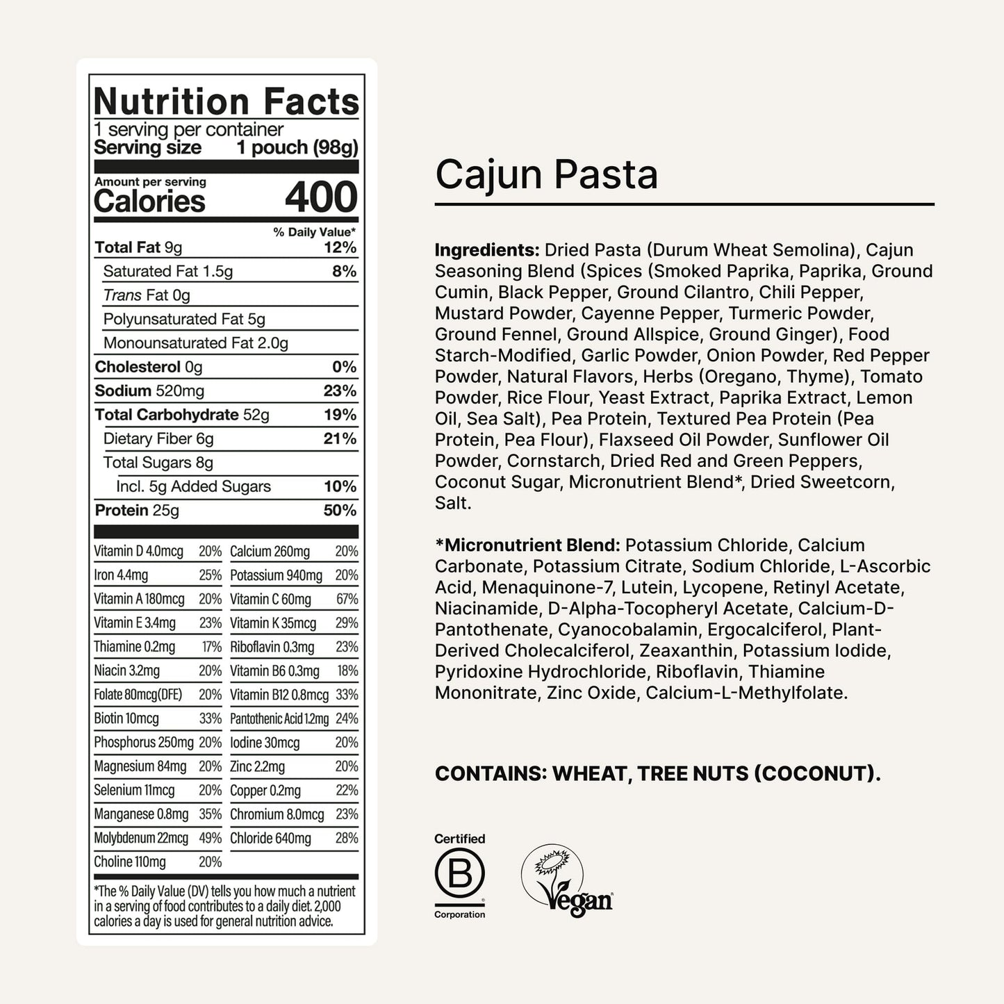 Huel Hot and Savory Meal Packs | Cajun Pasta | Up to 25g Protein Plant Based Instant Meal | 27 Vitamins and Minerals | 100% Nutr